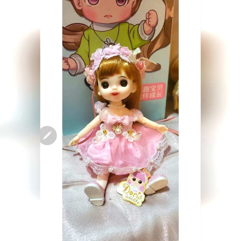22.5cm 1/8  9 inch. BJD Doll Girl Handmade Clothes Shoes  Face Makeup New/Box